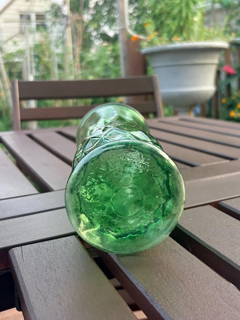 🏺Vintage E.O. Brody Co. Hoosier 1950s Green Diamond Cut Quilted Pattern Vase 9in